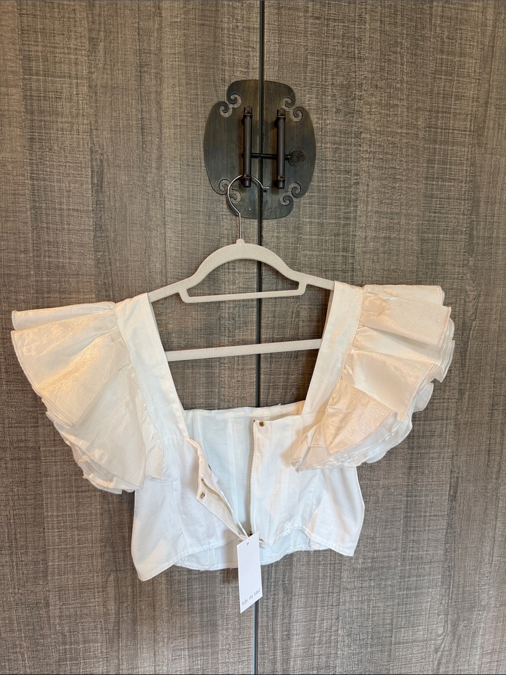 Sofie The Label Ruffle Sleeve Square Neck Crop Top - Picture 4 of 17